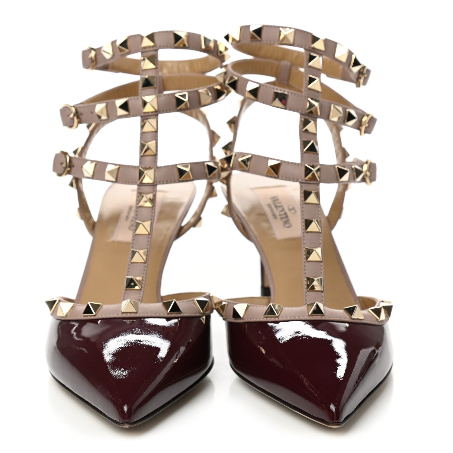 Valentino Garavani Patent Nappa Rockstud Ankle Strap 65mm Pumps 37 Rubin Poudre 2 of 8
