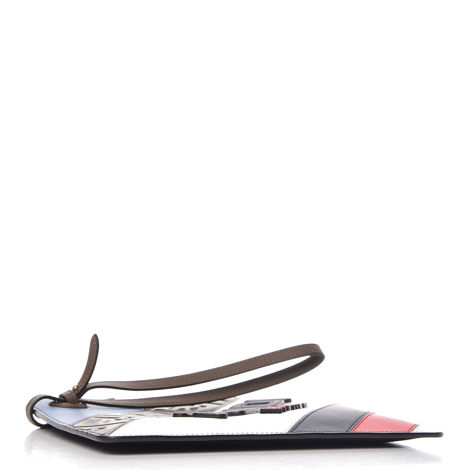 Fendi X FILA Vitello Century Mania Bi-Color FF 1974 Embossed Small Flat Clutch Nebula Blueberry Multicolor 4 of 11