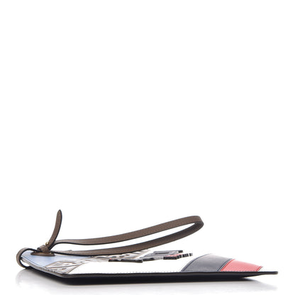 Fendi X FILA Vitello Century Mania Bi-Color FF 1974 Embossed Small Flat Clutch Nebula Blueberry Multicolor 4 of 11