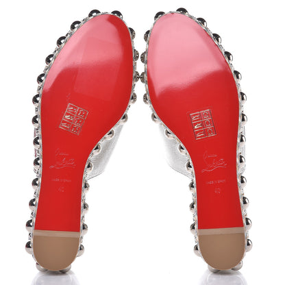 Christian Louboutin Metallic Laminato Embossed Lizard Janibasse Mules 40 White Silver 5 of 7