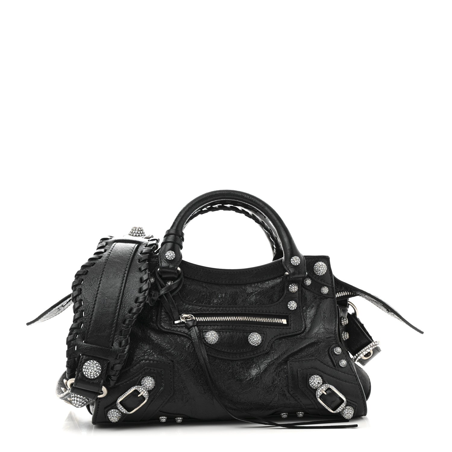 Balenciaga Agneau Arena Crystal Neo Cagole Handbag XS Black 1 of 13