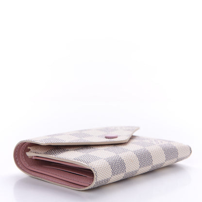 Louis Vuitton Damier Azur Victorine Wallet Rose Ballerine 4 of 10