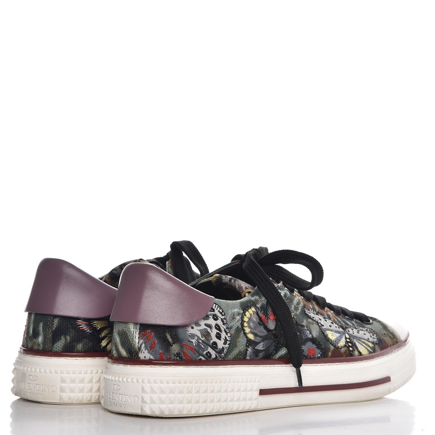 Valentino Garavani Canvas Butterfly Applique Embroidered Low Top Sneakers 40 Military Green 4 of 12