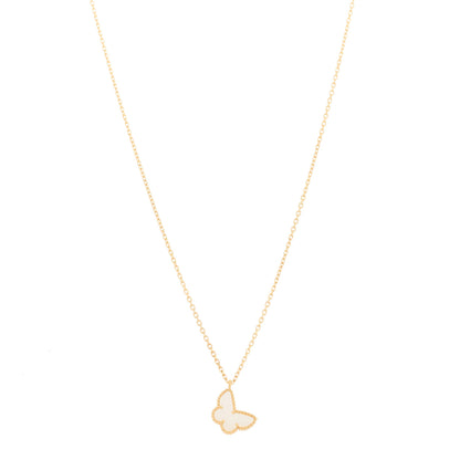 Van Cleef & Arpels 18K Yellow Gold Mother of Pearl Sweet Alhambra Butterfly Pendant Necklace 1 of 6