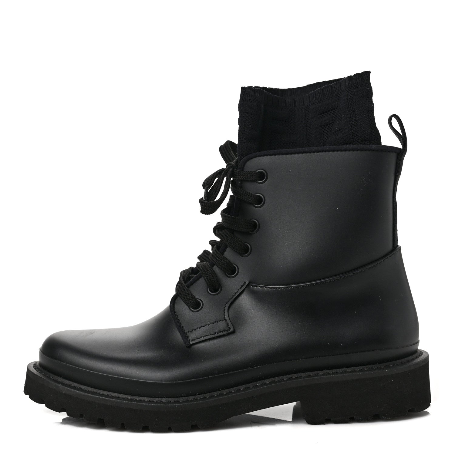 Fendi PVC FF Sock Rockoko Combat Boots 37 Black 1 of 8