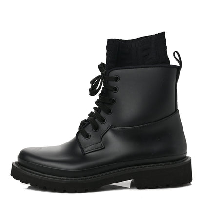 Fendi PVC FF Sock Rockoko Combat Boots 37 Black 1 of 8