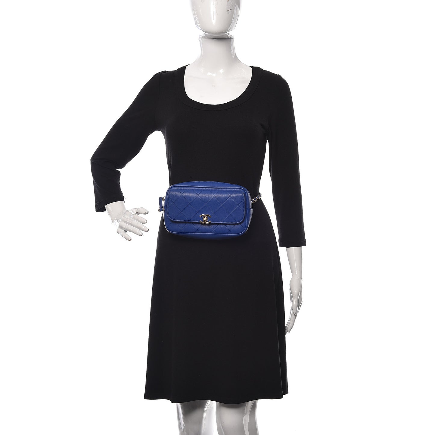 Calfskin Casual Trip Waist Bag Blue