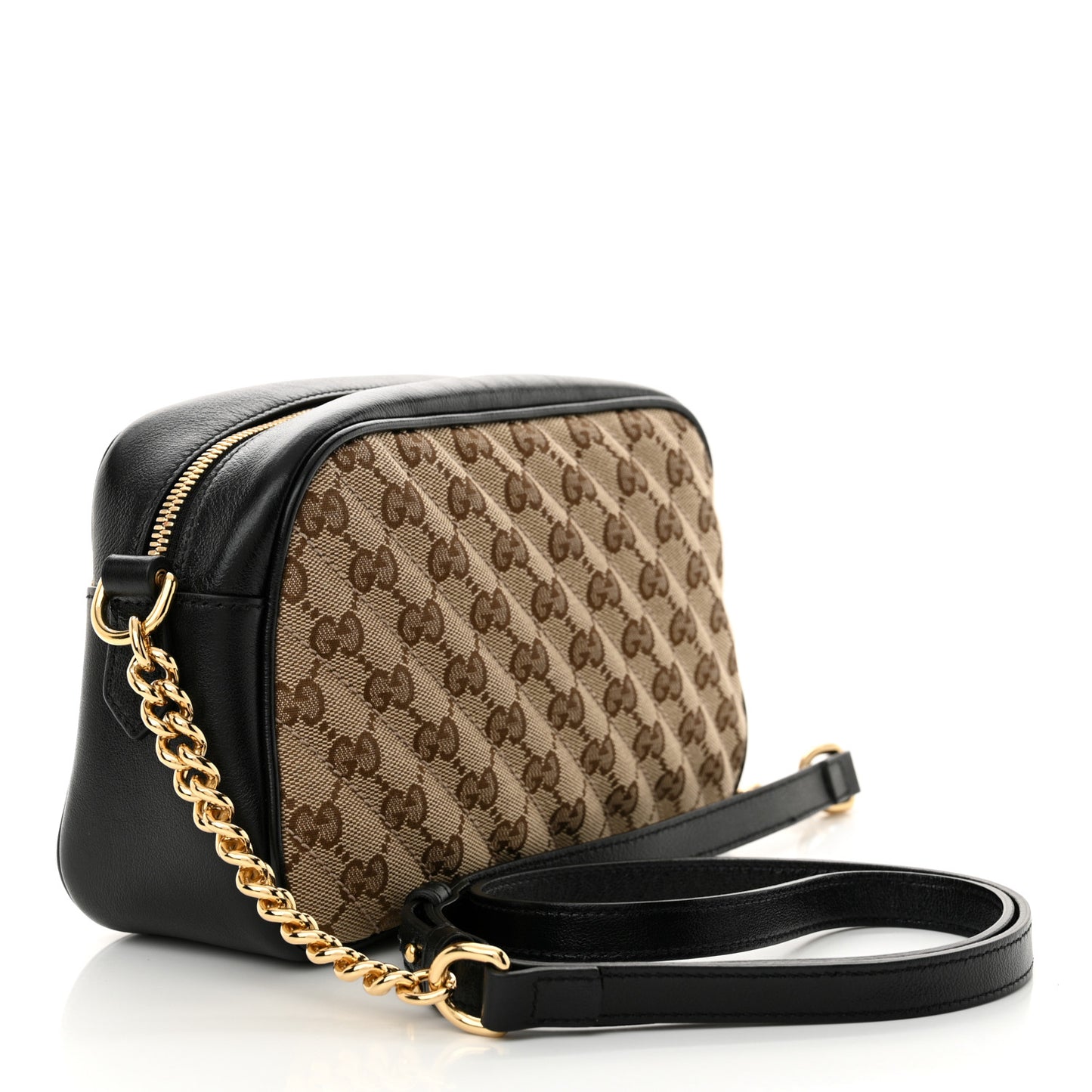 Monogram Matelasse Diagonal Small GG Marmont Chain Shoulder Bag Beige Black