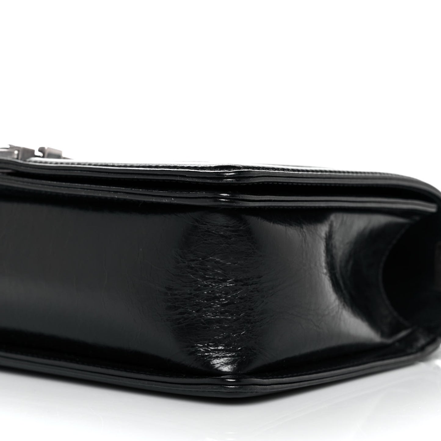 Glazed Calfskin Quilted New Medium Boy Flap Black
