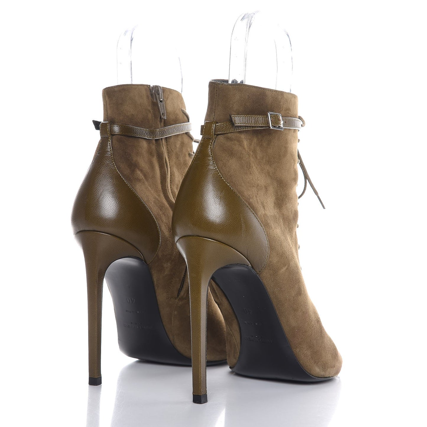 Kid Scamosciato Peep Toe Ankle Boots 40 Green