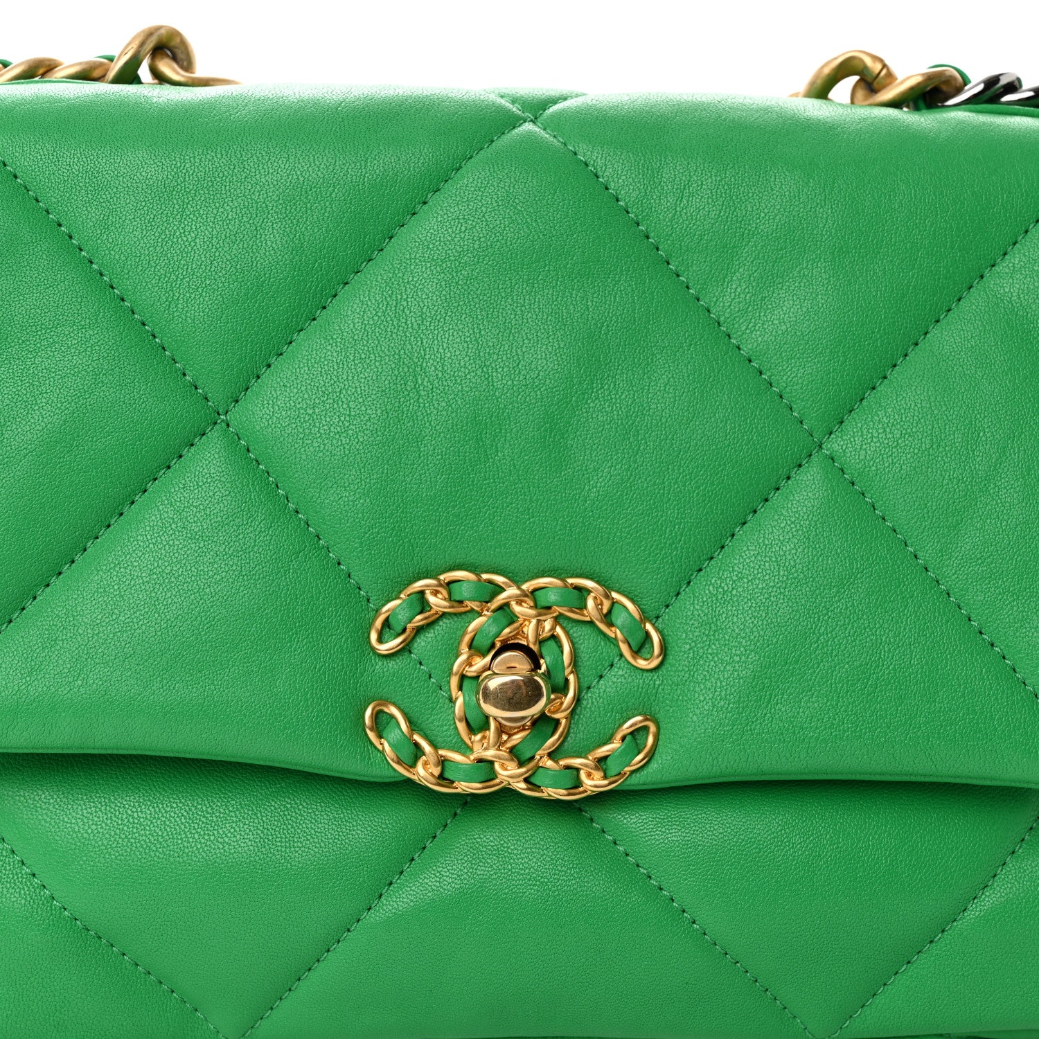 Chanel Lambskin Quilted Medium Chanel 19 Flap Green 8 of 11