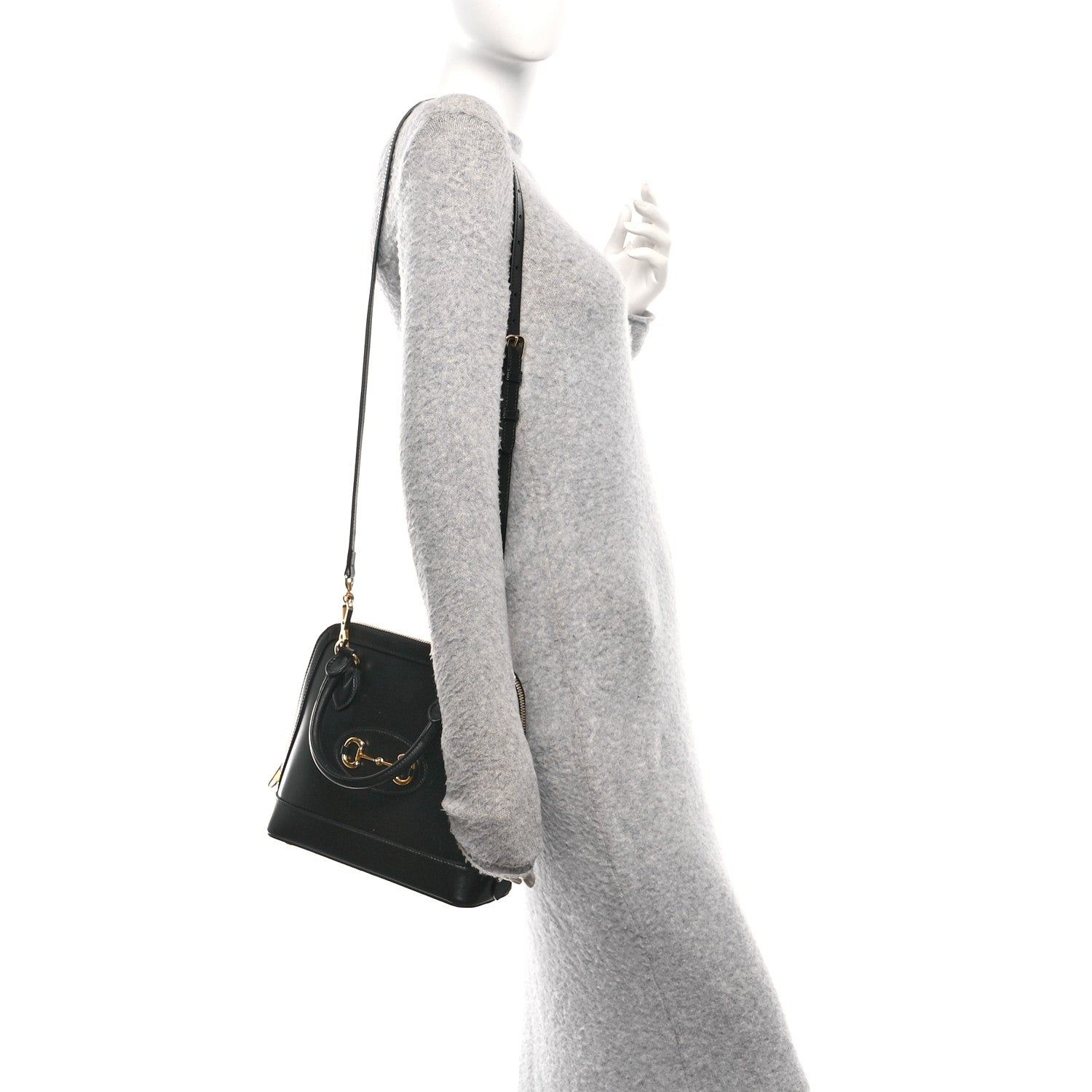 Gucci Boarded Plutone Calfskin Small Horsebit 1955 Top Handle Bag Black 2 of 12