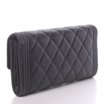Chanel Caviar Quilted Large Boy Gusset Flap Wallet Black 3 of 12