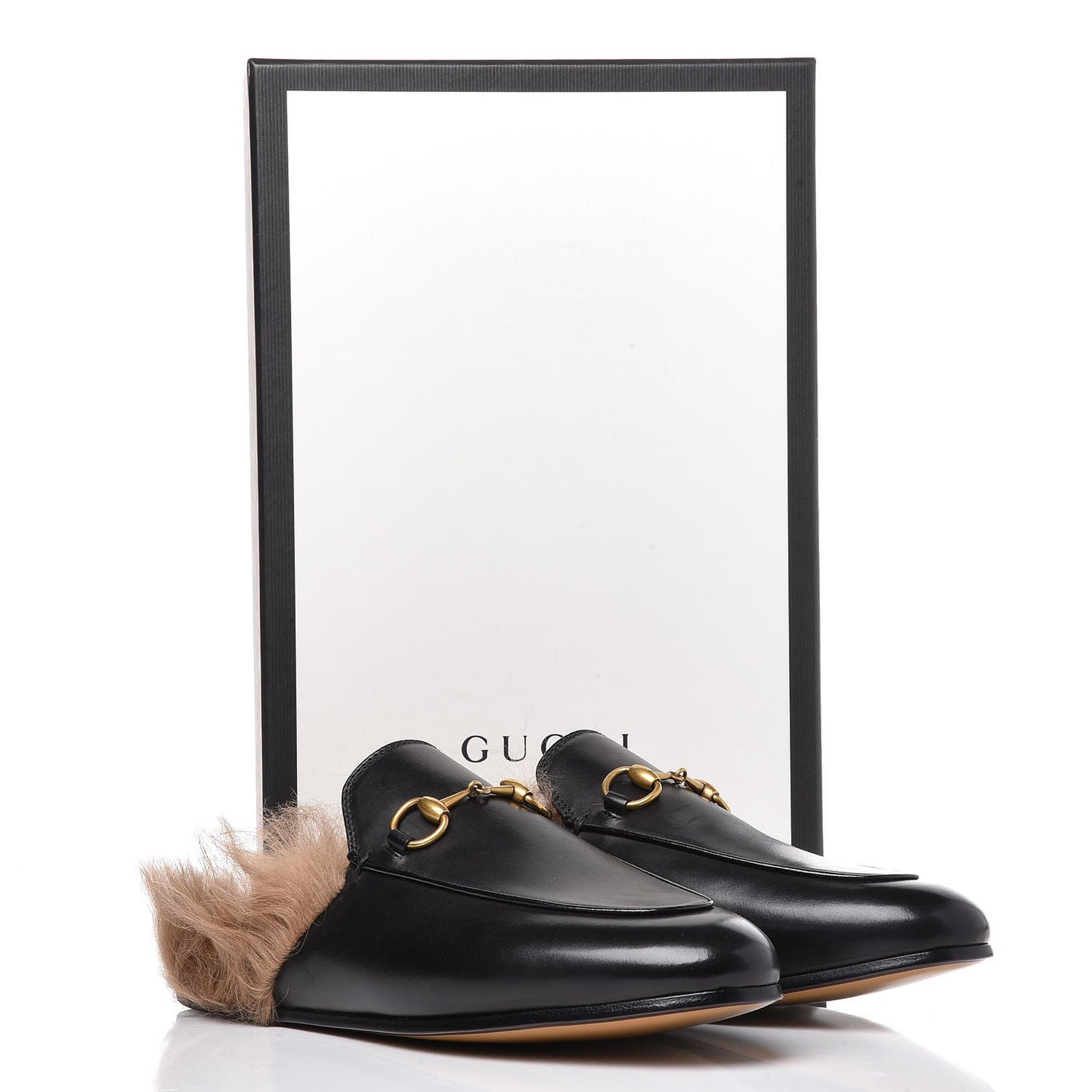 Calfskin Fur Womens Princetown Slippers 37 Black