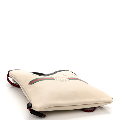 Gucci Calfskin Logo Drawstring Backpack Mystic White 4 of 10