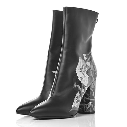 Valentino Garavani X UNDERCOVER Calfskin Print Ankle Boots 37.5 Black 3 of 10