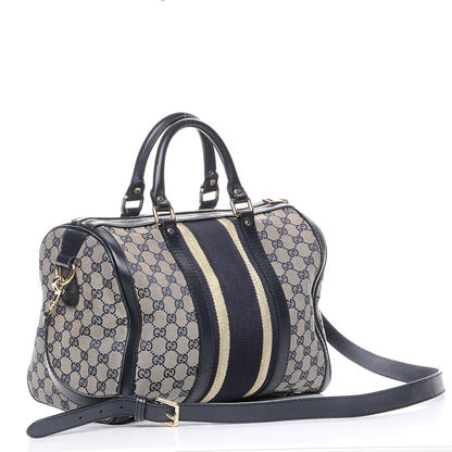 Gucci Monogram Vintage Web Medium Boston Navy Navy 3 of 18