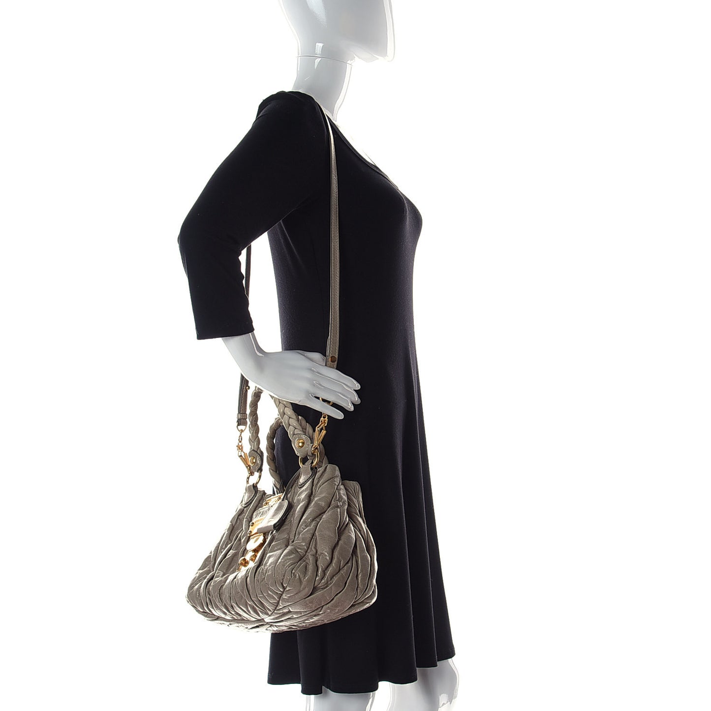 Nappa Matelasse Top Handle Satchel Fumo