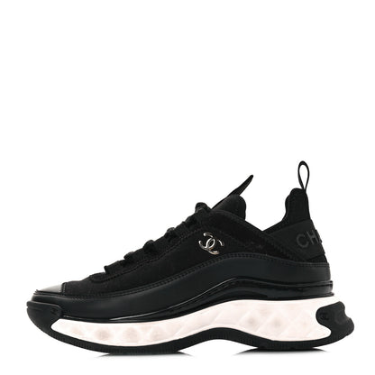 Chanel Velvet Calfskin Mixed Fibers CC Sneakers 35 Black 1 of 8