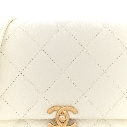 Chanel Shiny Caviar Quilted Small Chain Melody Flap White 8 of 11