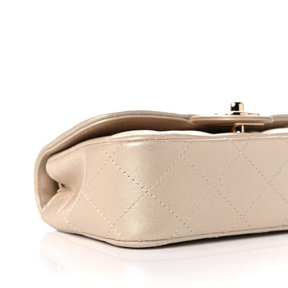 Chanel Metallic Lambskin Quilted Extra Mini V For Victory Flap Light Gold 15 of 21