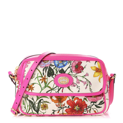 Gucci Canvas Flora Floral Shoulder Bag White Fuchsia Fluo 1 of 11