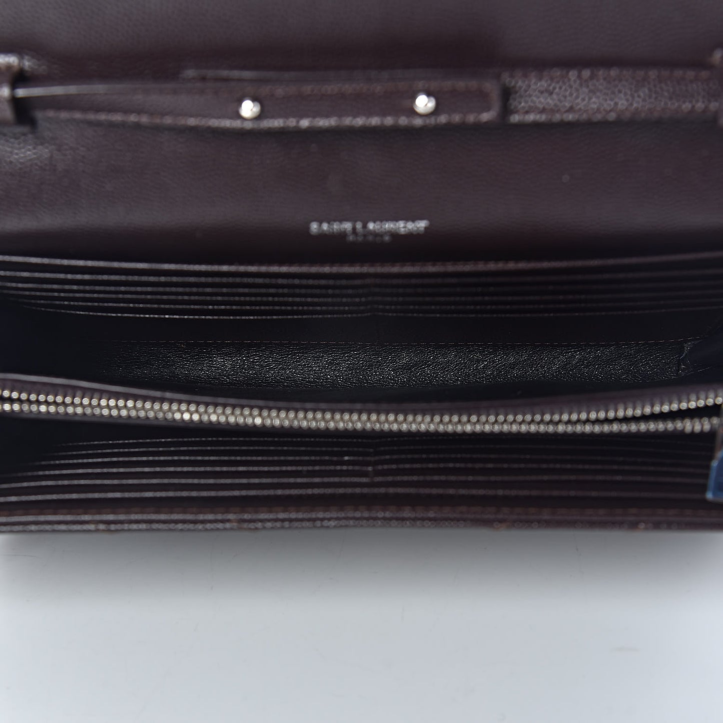 Grain De Poudre Matelasse Chevron Monogram Chain Wallet Dark Brown