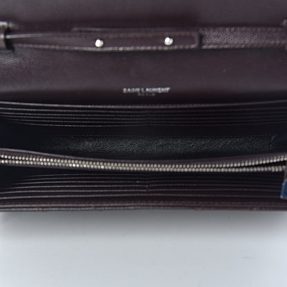 Saint Laurent Grain De Poudre Matelasse Chevron Monogram Chain Wallet Dark Brown 5 of 11