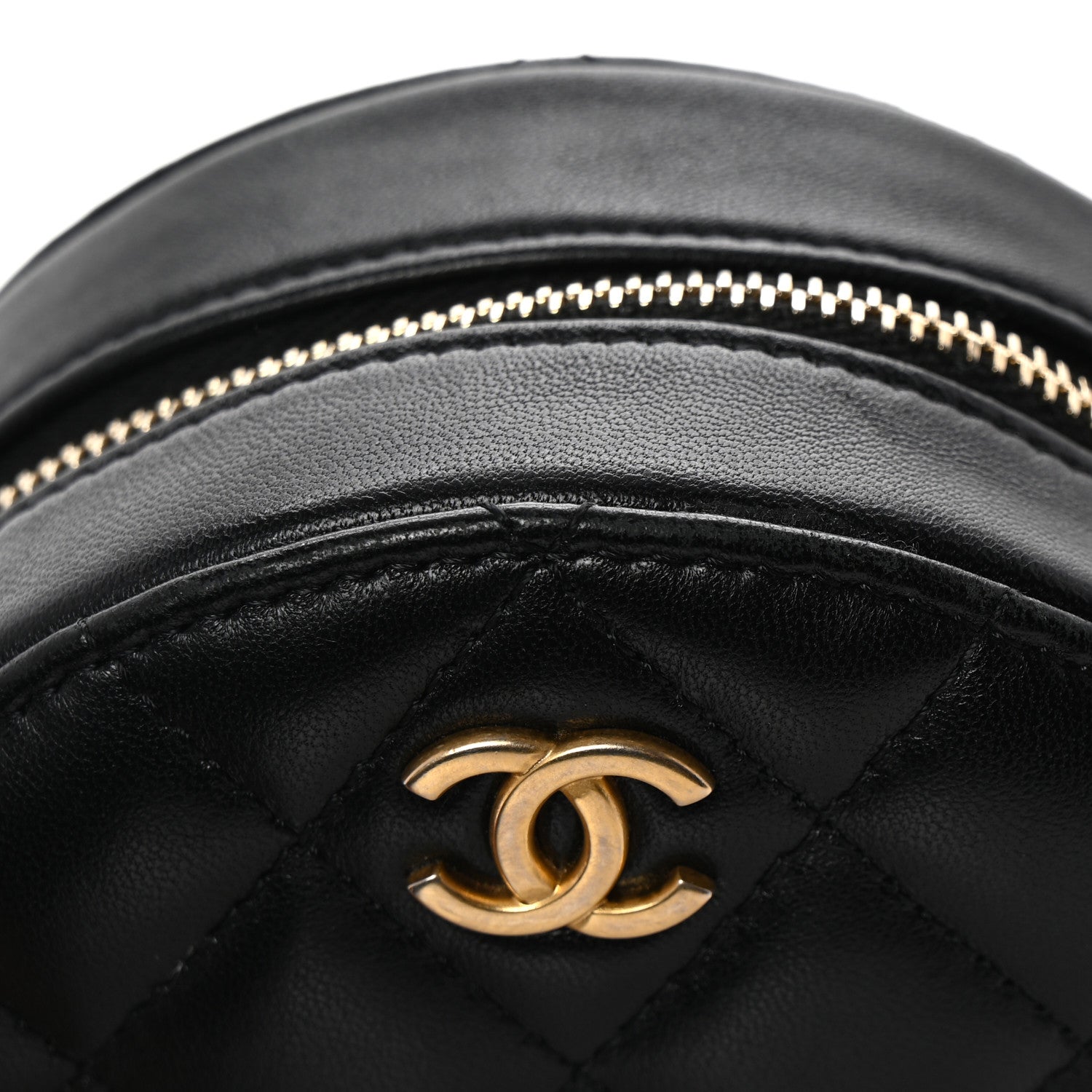 Chanel Lambskin Quilted Romance Round Clutch With Chain Black 11 of 13