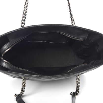 Saint Laurent Sheepskin Matelasse Chevron Large Monogram Shopping Bag Black 5 of 11