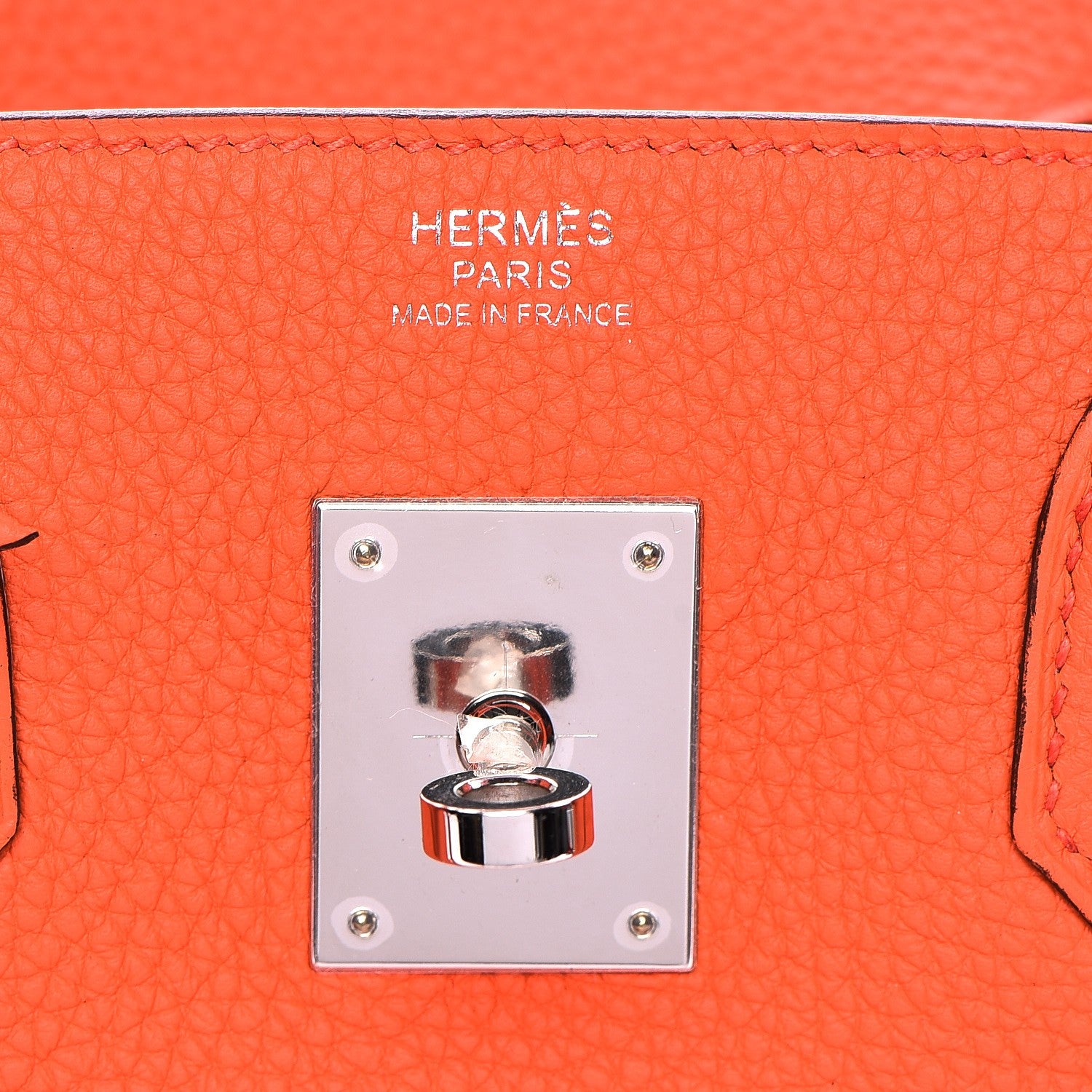 Hermes Taurillon Clemence Birkin 30 Orange Poppy 15 of 33