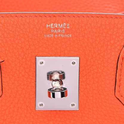 Hermes Taurillon Clemence Birkin 30 Orange Poppy 15 of 33