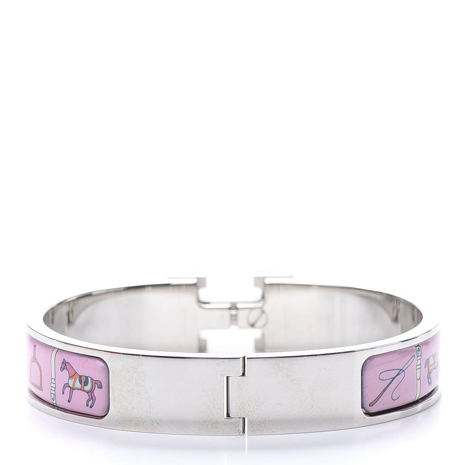 Hermes Enamel Printed Narrow Couvertures et Tenues de Jour Clic Clac H Bracelet PM Color Patch 3 of 5
