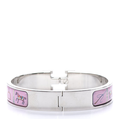 Hermes Enamel Printed Narrow Couvertures et Tenues de Jour Clic Clac H Bracelet PM Color Patch 3 of 5
