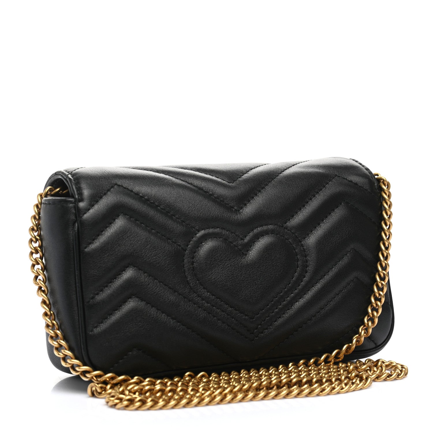 Gucci Calfskin Matelasse Super Mini GG Marmont Shoulder Bag Black 3 of 11