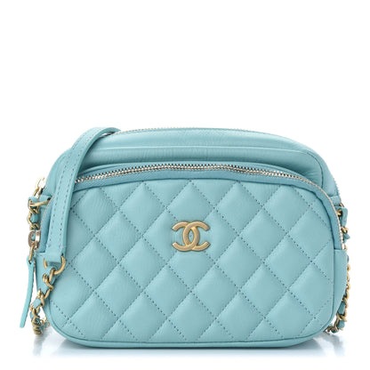 Chanel Calfskin Quilted Day Trips Camera Case Turquoise 1 of 9