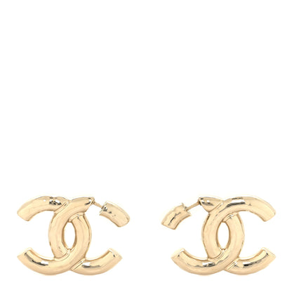 Chanel Metal Large CC Earrings Light Gold 1 of 5