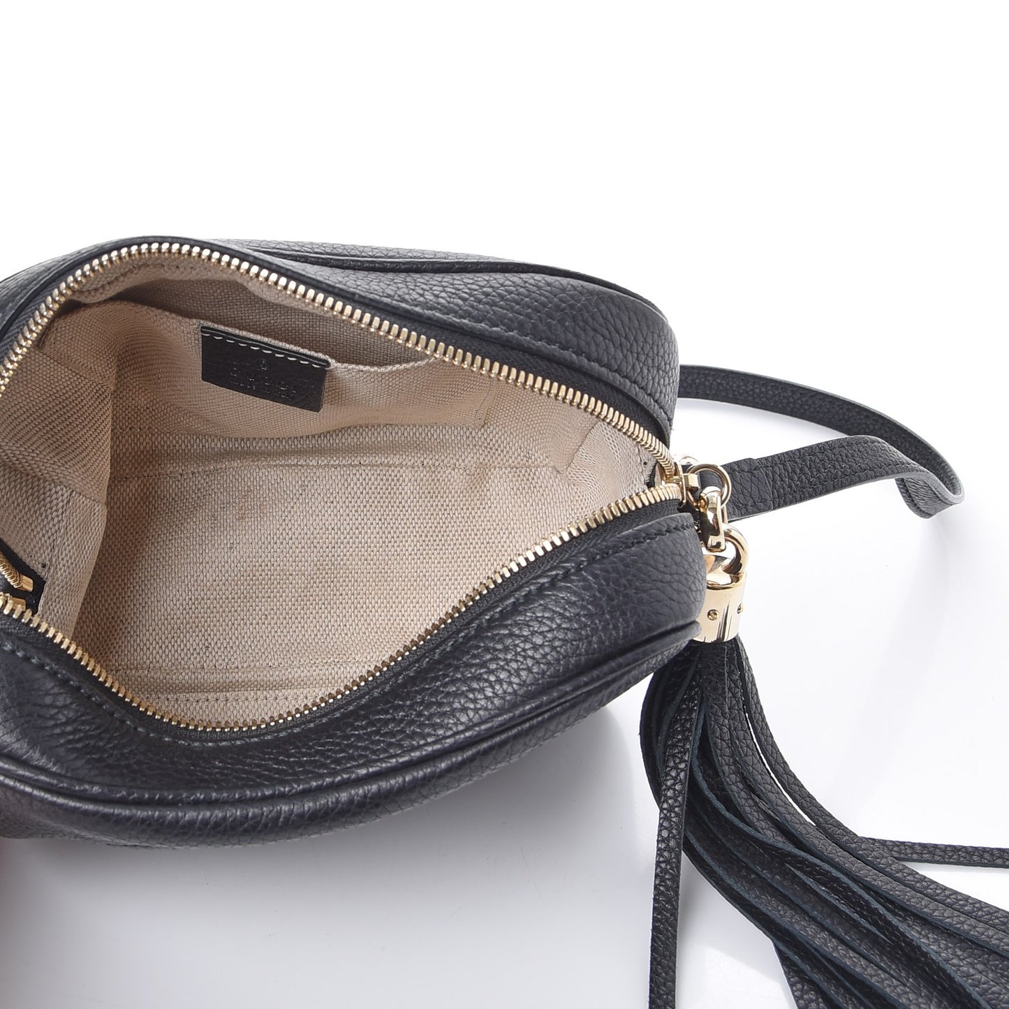 Pebbled Calfskin Small Soho Disco Bag Black
