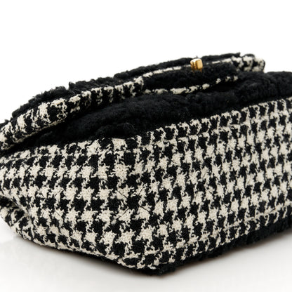 Chanel Shearling Sheepskin Tweed Quilted Single Flap Black 10 of 11