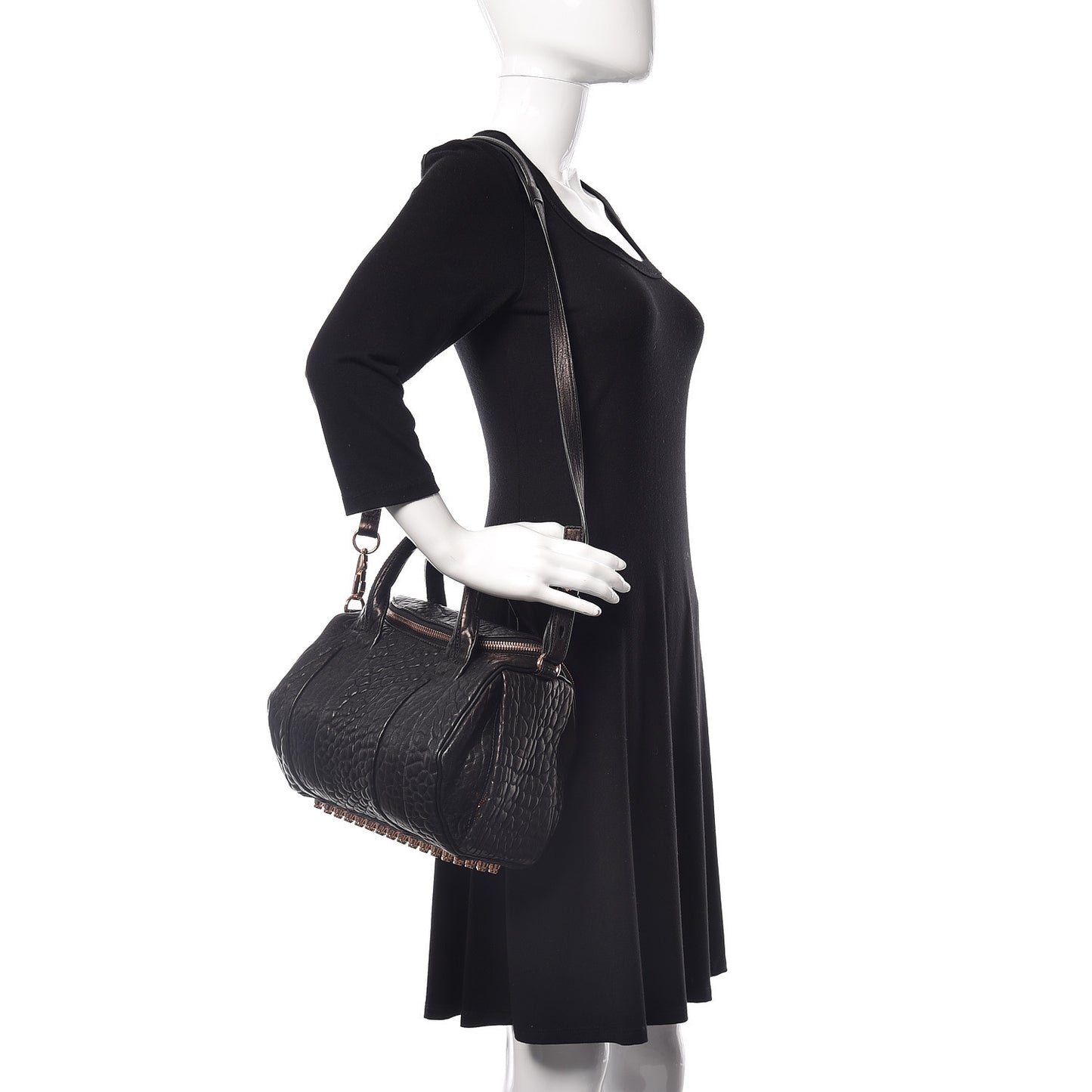 Pebbled Lambskin Mini Rockie Black Rose Gold Hardware