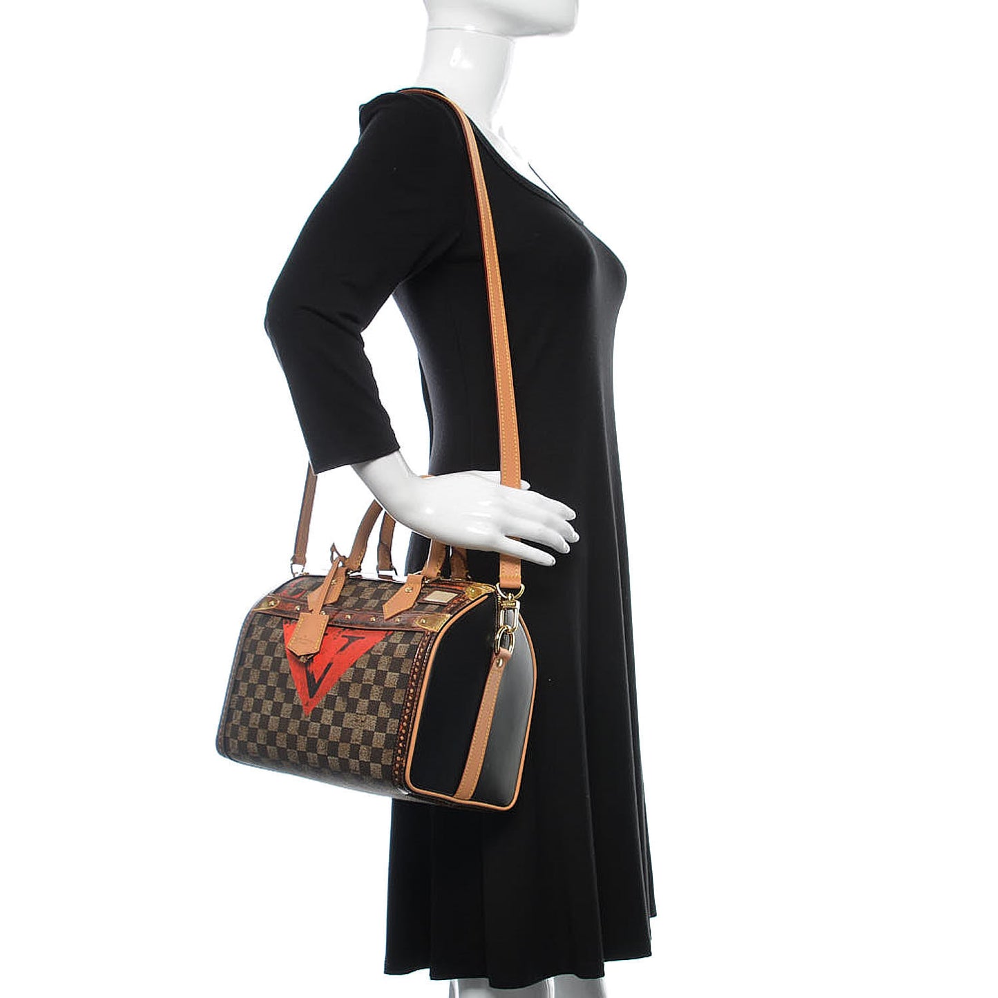 Transformed Damier Ebene Time Trunk Speedy Bandouliere 25 Black