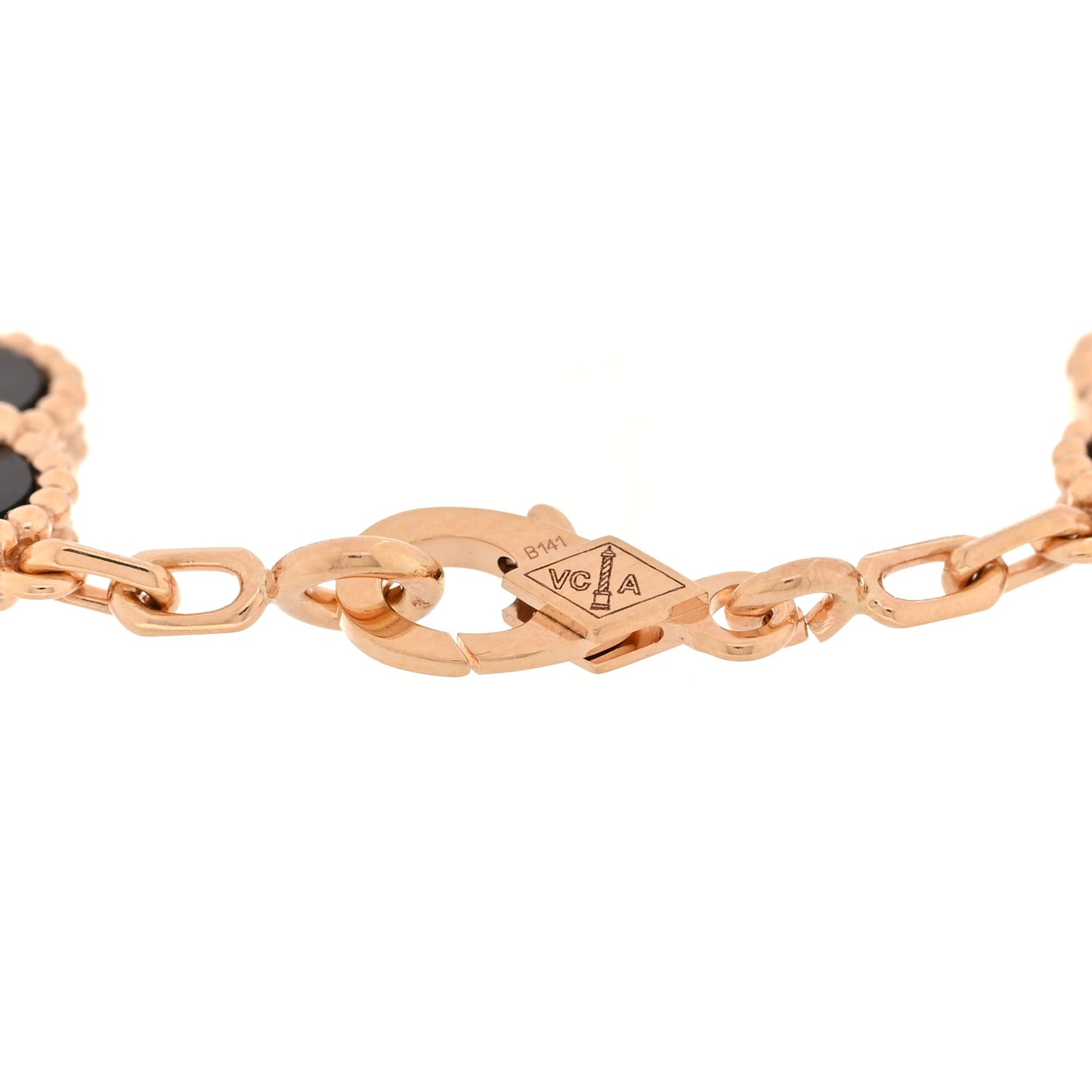 18K Rose Gold Diamond Gray Mother of Pearl 5 Motifs Vintage Alhambra Bracelet