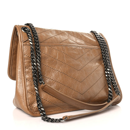 Saint Laurent Crinkled Calfskin Matelasse Monogram Medium Niki Chain Satchel Dark Toffee 3 of 9