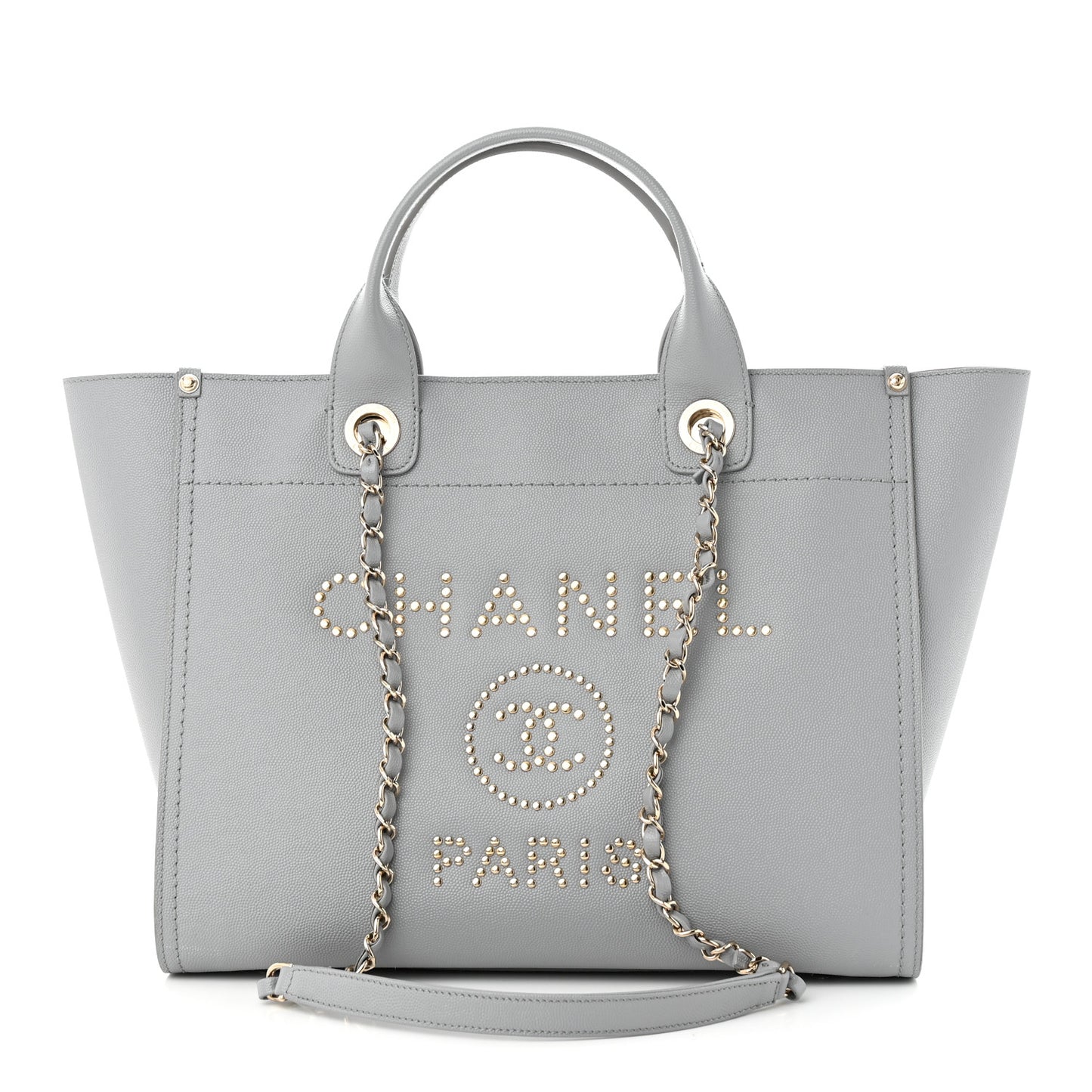 Caviar Studded Small Deauville Tote Grey