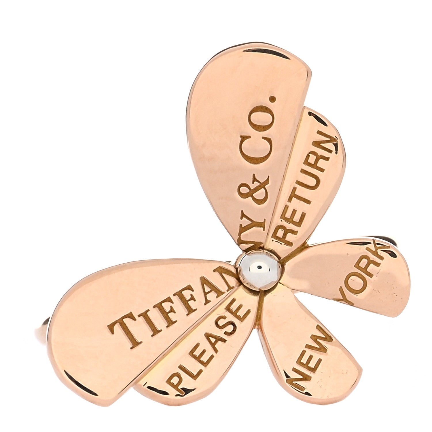 Tiffany 18K Rose Gold Sterling Silver Return to Tiffany Love Bugs Butterfly Ring 52 6 1 of 5