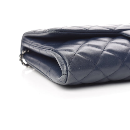 Chanel Lambskin Quilted Clutch With Chain Flap Blue 5 of 10