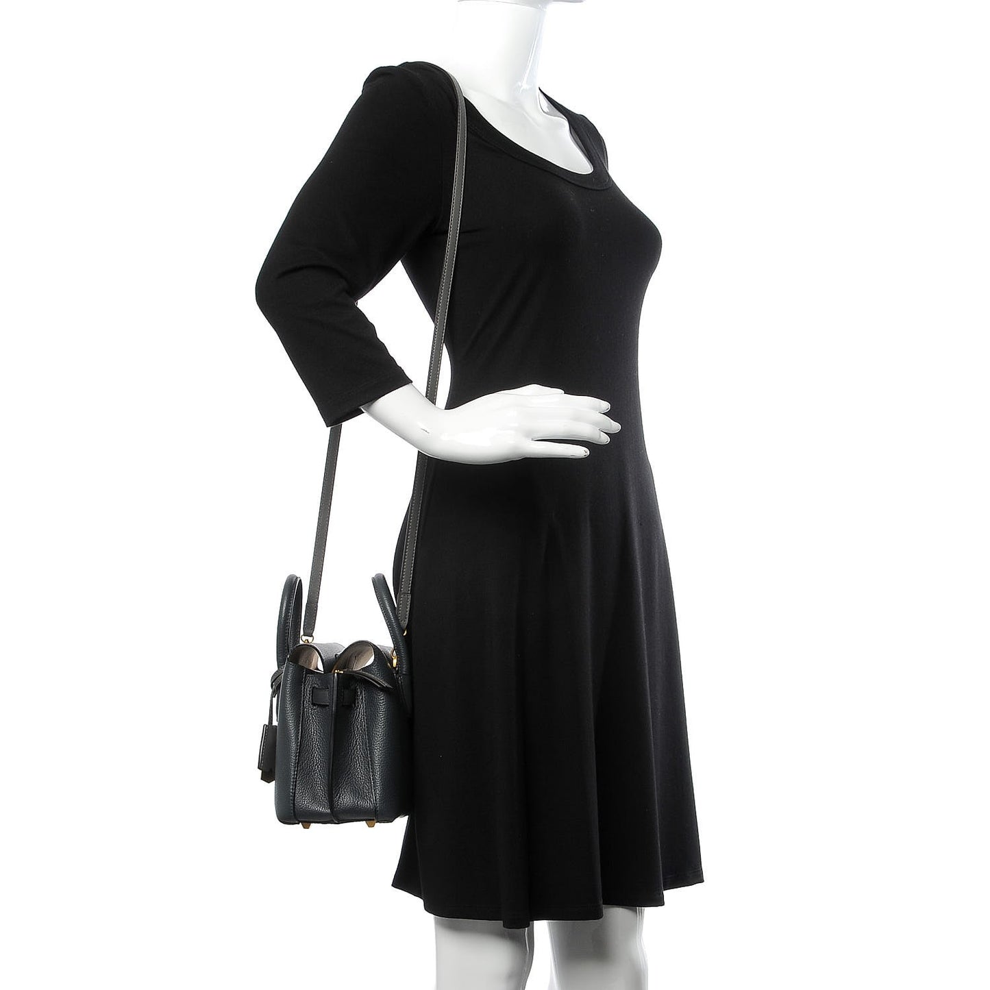 Grained Calfskin Mini Milla Tote Phantom Grey