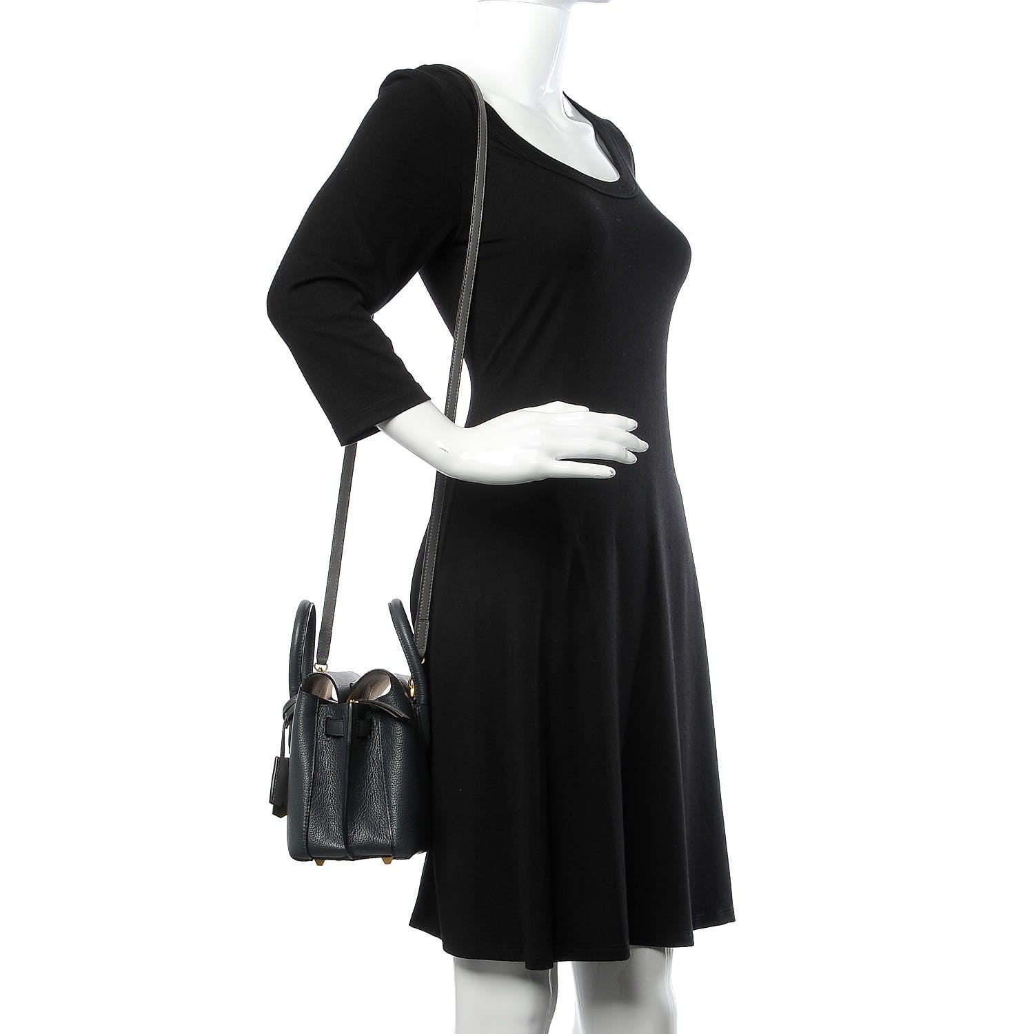 MCM Grained Calfskin Mini Milla Tote Phantom Grey 2 of 6