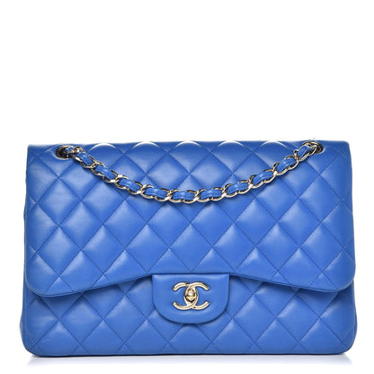 Chanel Lambskin Quilted Jumbo Double Flap Blue 1 of 14