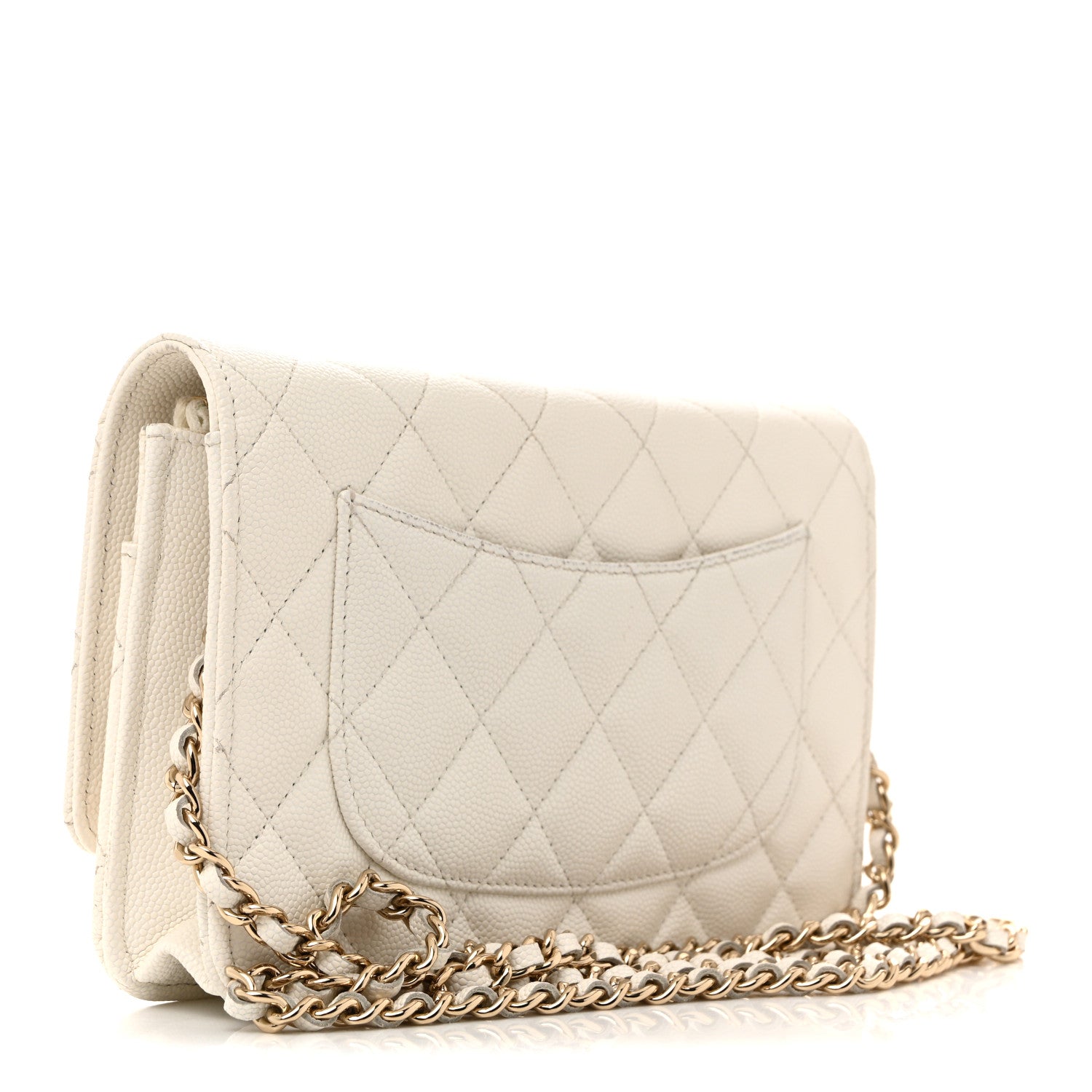 Chanel Caviar Quilted Crystal CC Wallet On Chain WOC White 3 of 15